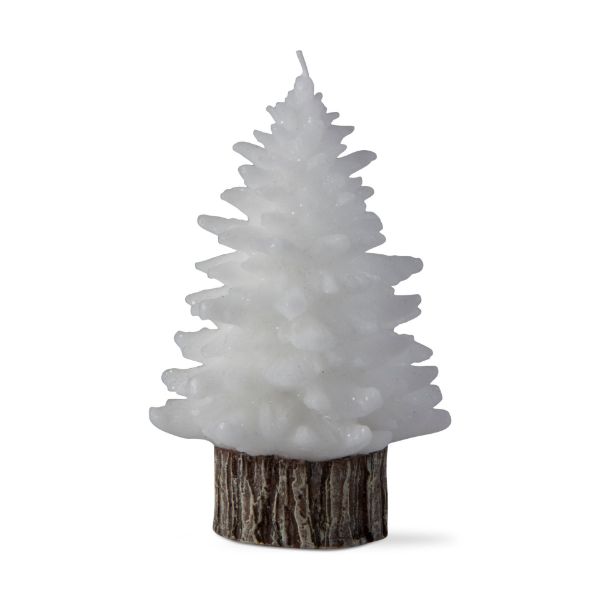 Picture of spruce medium rustic tree candle - white