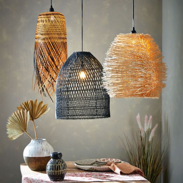 Picture of rattan fringe pendant lamp - natural