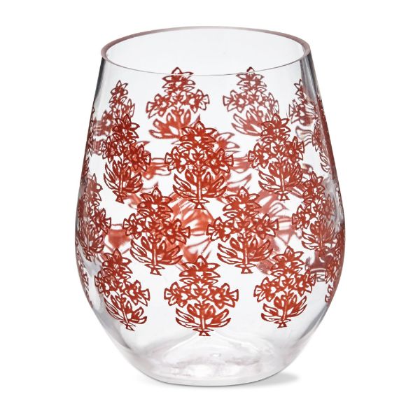 Picture of paradiso block print stemless wine - cinnamon