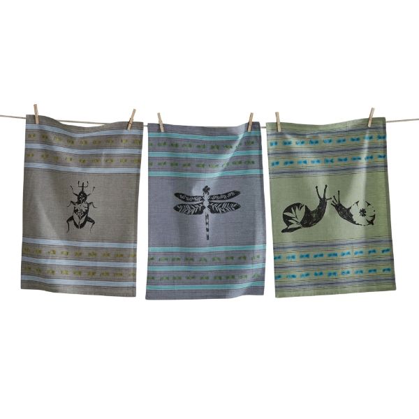 Picture of garden bugs dishtowel assortment of 3 - multi