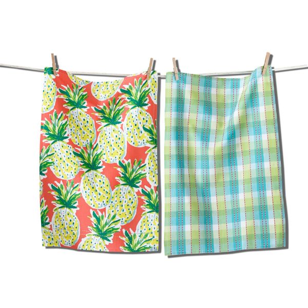 Picture of pineapple dishtowel set of 2 - yellow, multi