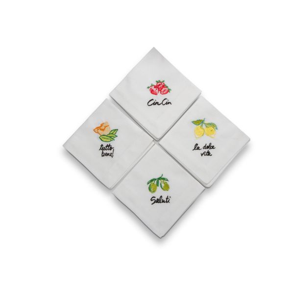 Picture of tutti frutti embroidered cocktail napkin set of 4 - Multi