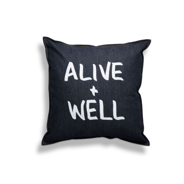 Picture of alive and well pillow - Blue Denim