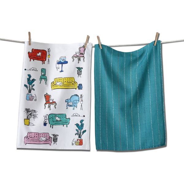 Picture of spoiled cats dishtowel set of 2 - Multi