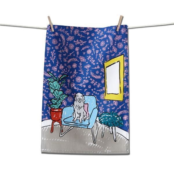 Picture of spoiled dog dishtowel - Multi