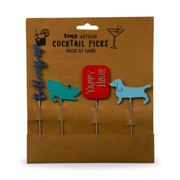 Picture of yappy hour cocktail pick set of 4 - multi