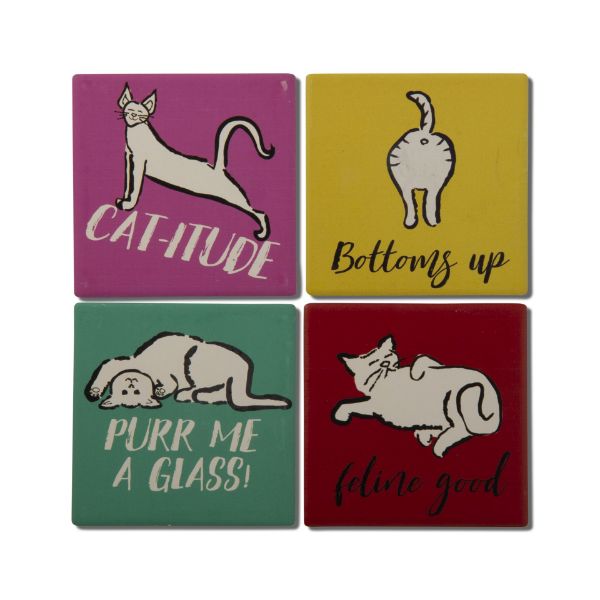 Picture of feline good coaster assortment of 4 - multi