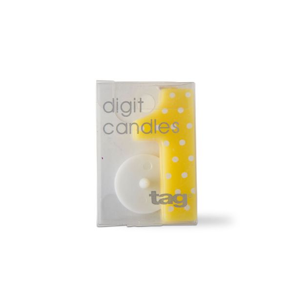 Picture of one digit party candle dots - yellow, multi