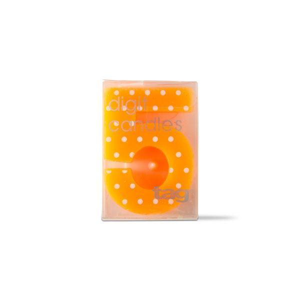 Picture of five digit party candle dots - orange, multi