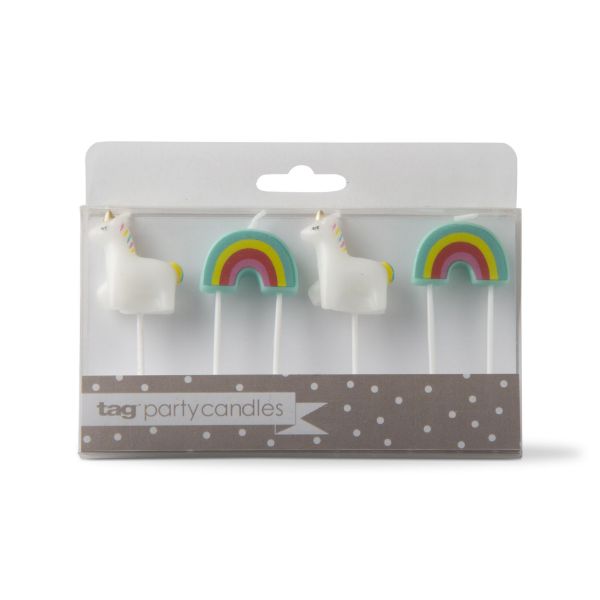 Picture of unicorn and rainbow candle set of 4 - multi