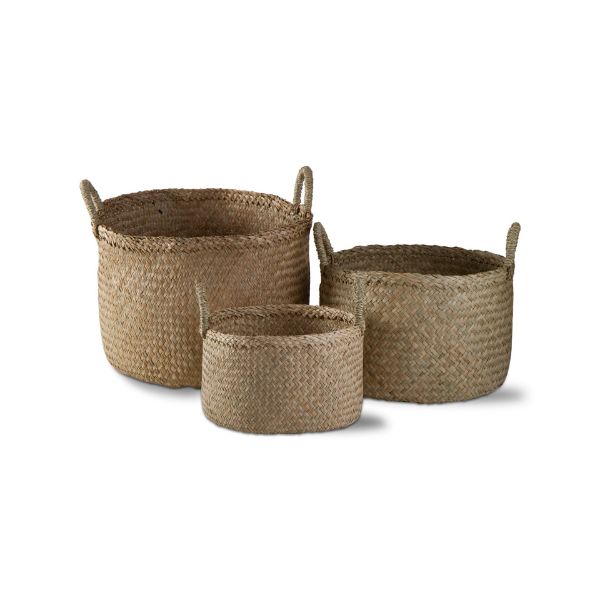 Picture of island seagrass handle basket set of 3 - Natural