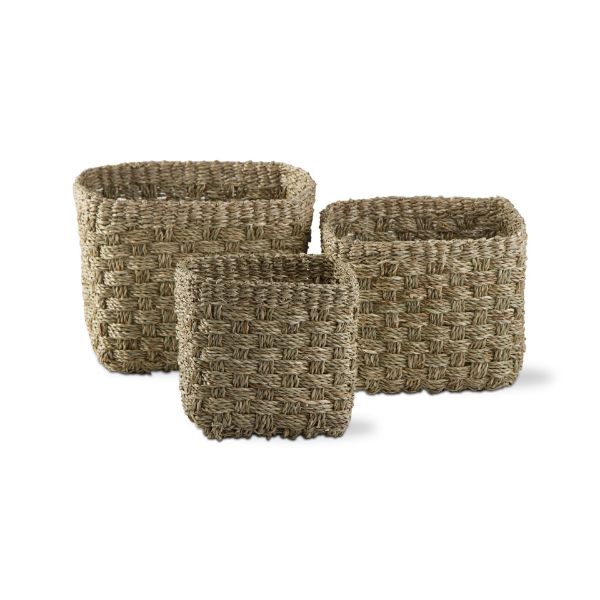 Picture of harbour square seagrass basket set of 3 - Khaki