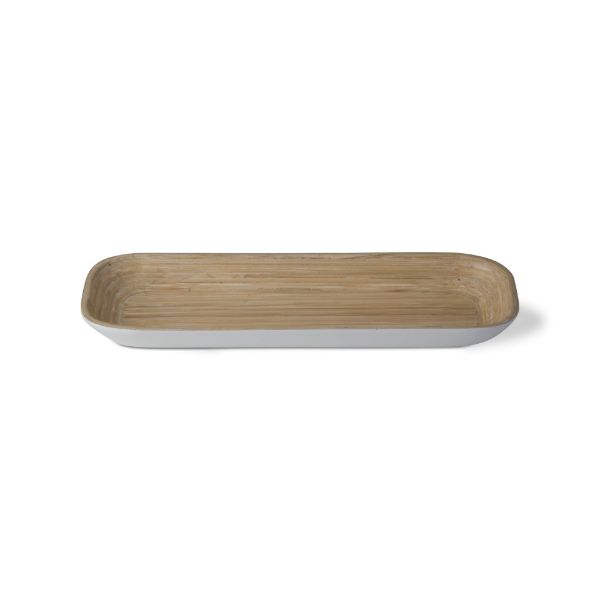 Picture of bamboo rectangle serving tray - White