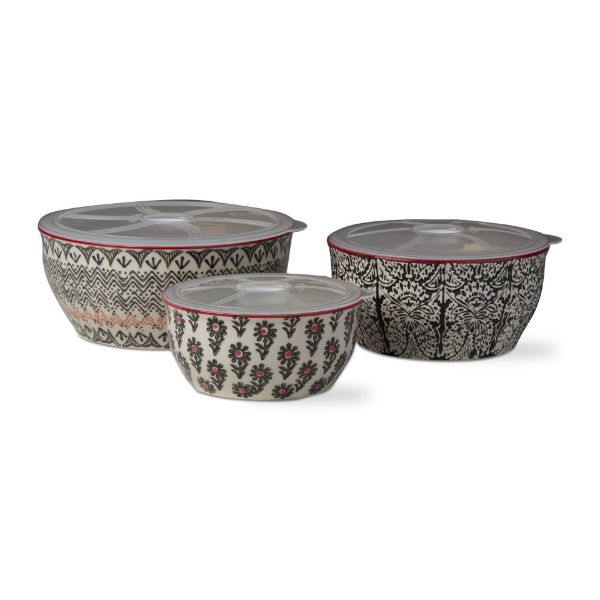 Picture of khilana lidded bowl set of 3 - black, multi