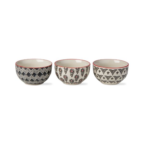 Picture of khilana stamp mini bowl assortment of 3 - black, multi