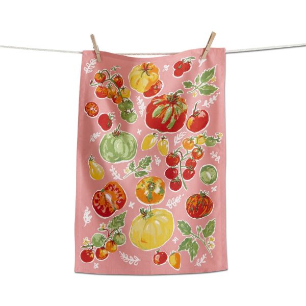 Picture of tomatoes dishtowel - Pink