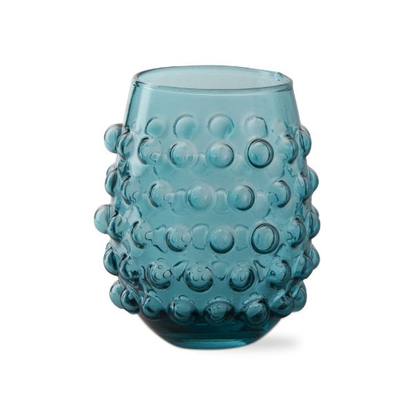 Picture of hobnail stemless wine glass - Aqua