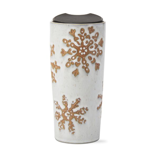 Picture of winter snowflake travel mug - light gray