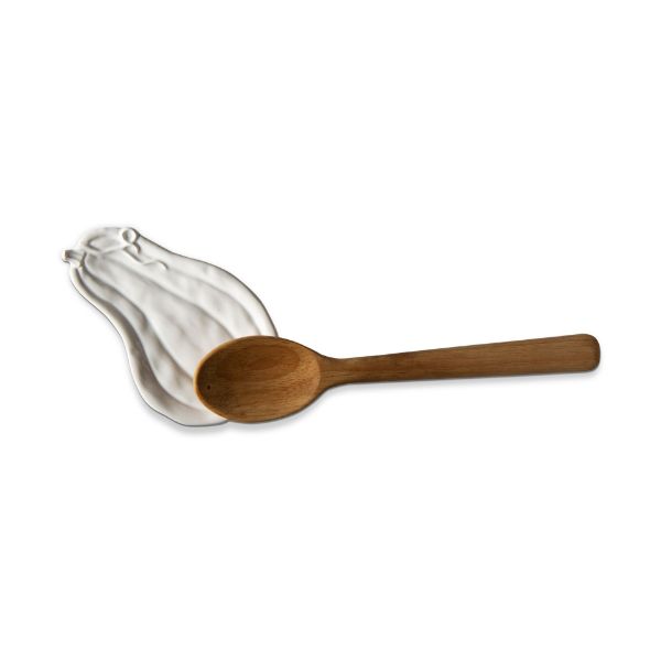 Picture of gourd spoon rest and spoon set - white