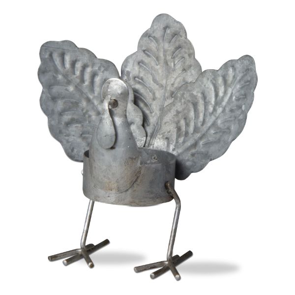 Picture of turkey oak leaf tealight holder  - galvanized