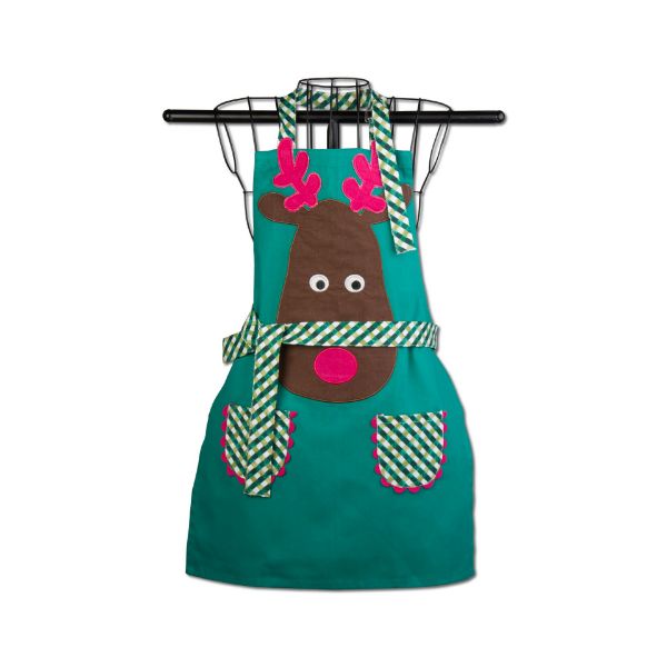 Picture of joyful reindeer kids apron - multi