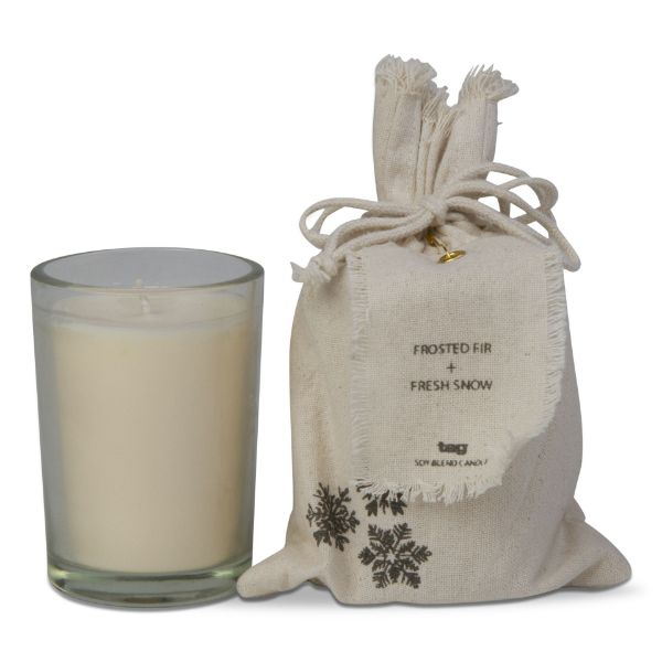 Picture of mood frosted fir and fresh snow soy blend candle - ivory