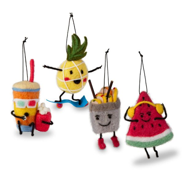 Picture of snack attack ornament assortment of 4  - multi