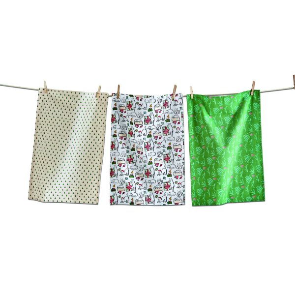 Picture of merry catmas dishtowel set of 3 - multi