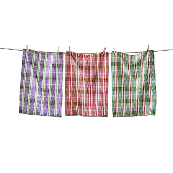 Picture of sierra plaid dishtowel set of 3 - harvest, multi