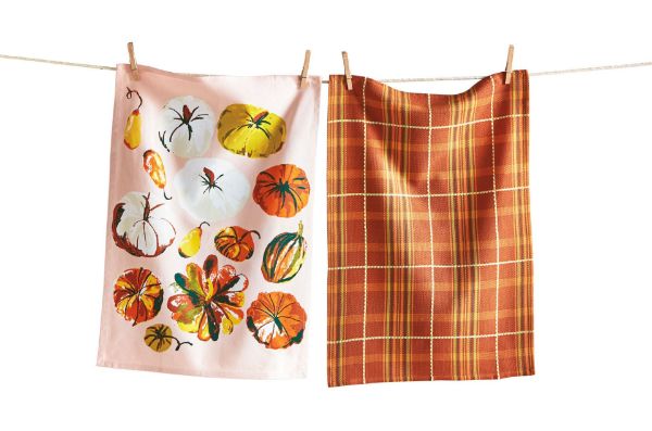 Picture of pumpkin dishtowel set of 2 - harvest, multi