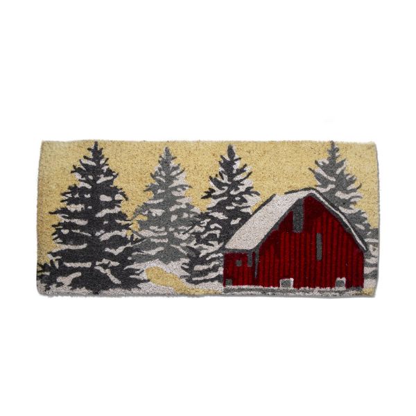 Picture of winter sketch barn estate coir mat - red, multi