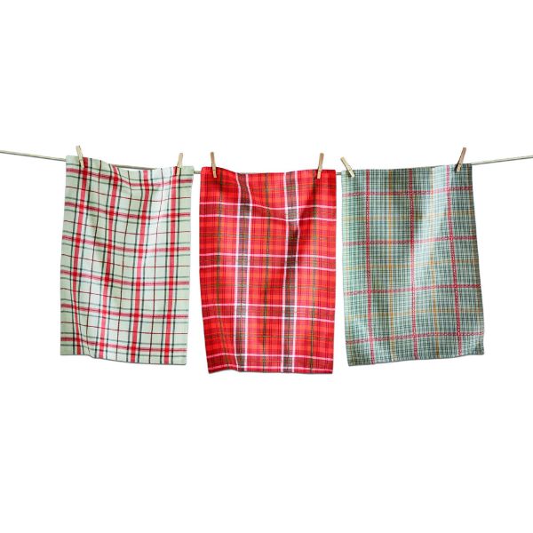 Picture of twisted dobby plaid dishtowel set of 3 - multi