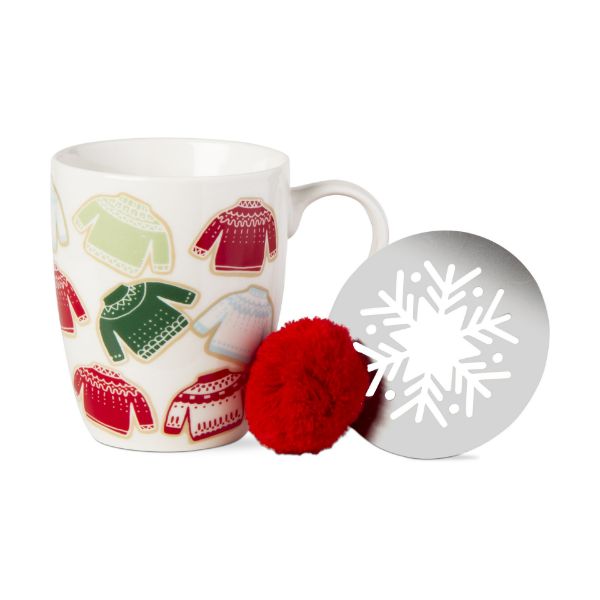 Picture of sweater cookie mug and stencil set with pom pom - multi