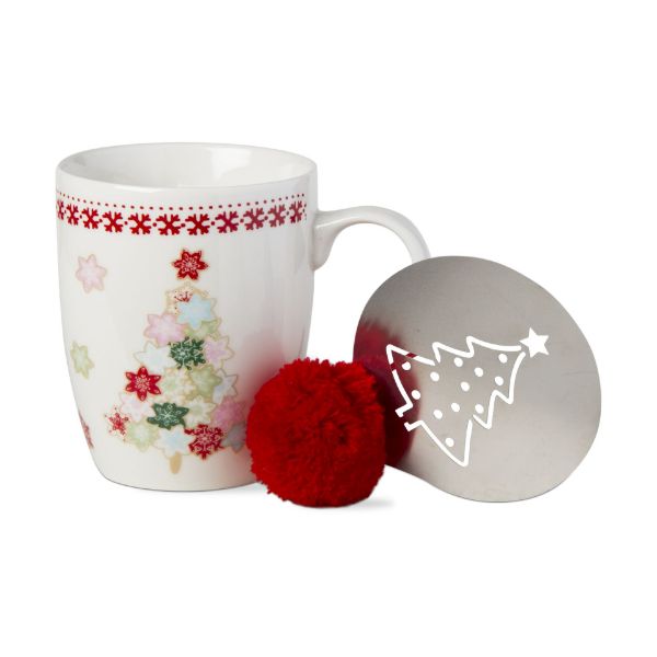 Picture of gingerbread house mug and stencil set with pom pom  - multi