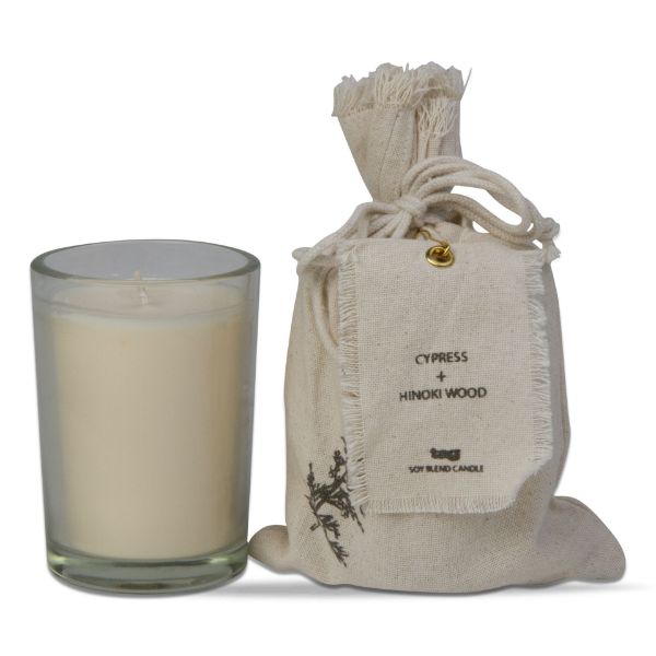 Picture of mood cypress and hinoki wood soy blend candle - ivory