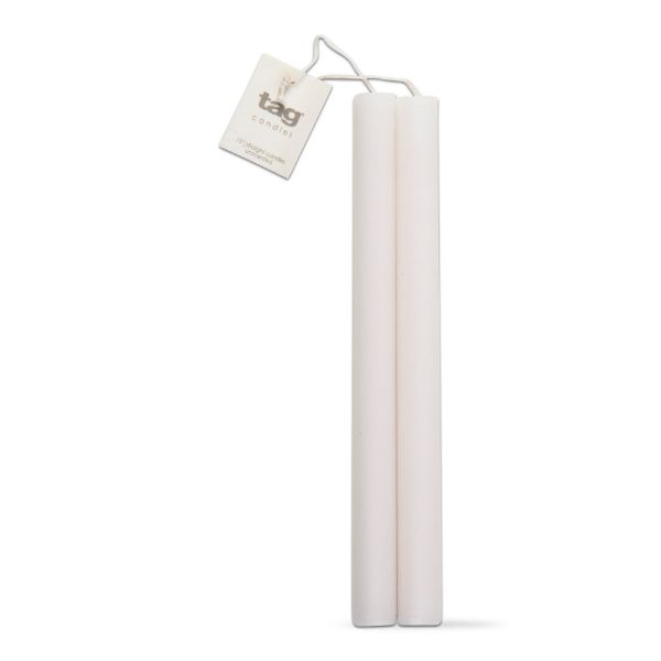 Picture of 10 inch straight candle set of 2 - white