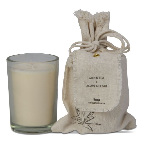 Picture of mood green tea and agave nectar soy blend candle - ivory