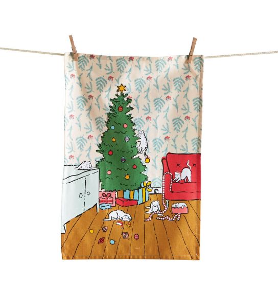 Picture of merry catmas dishtowel  - multi