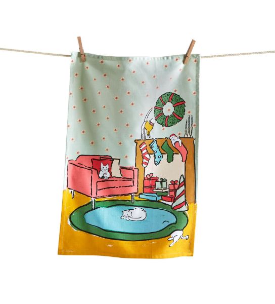 Picture of meowy cat dishtowel  - multi