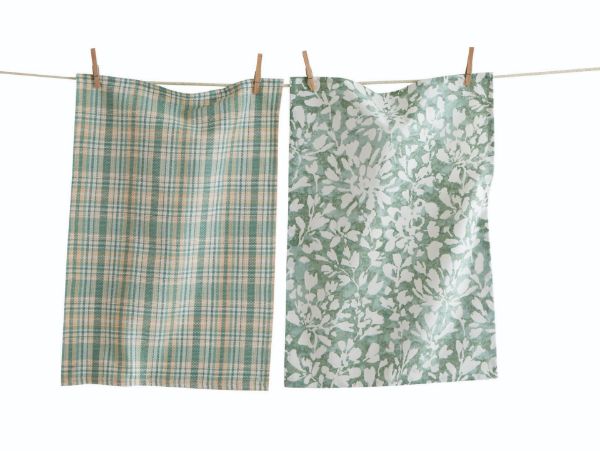 Picture of endless summer field flowers dishtowel set of 2 - aqua