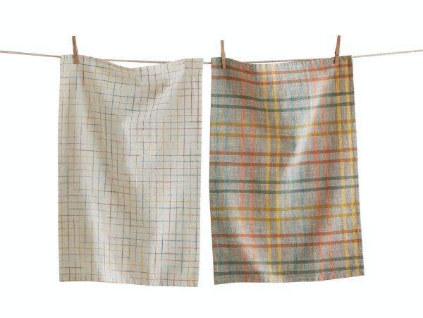 Picture of endless summer check dishtowel set of 2 - multi