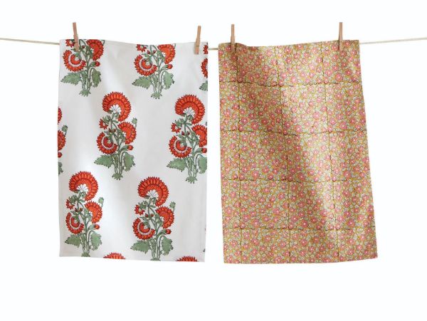 Picture of phool block print dishtowel set of 2 - multi