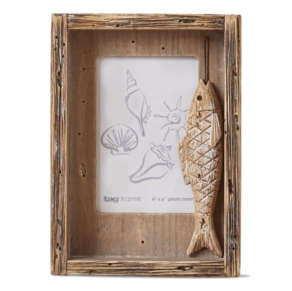 Picture of carved fish photo frame - natural