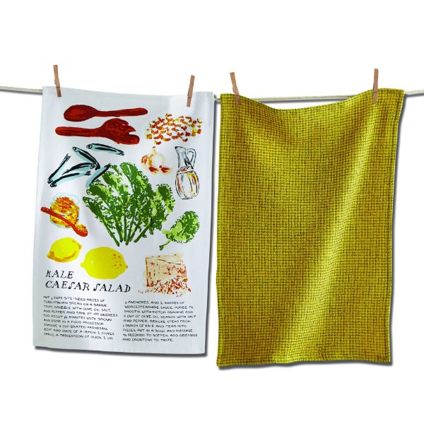 Picture of kale caesar salad dishtowel set of 2 in crate - multi