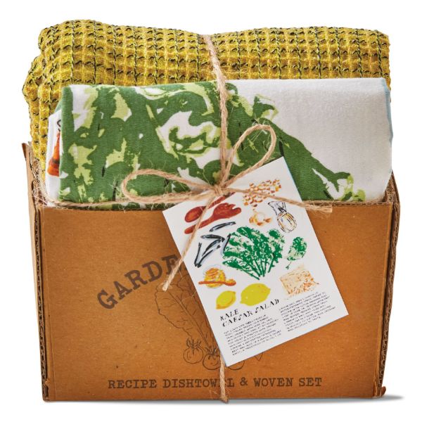 Picture of kale caesar salad dishtowel set of 2 in crate - multi