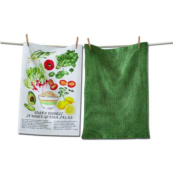 Picture of green goddess salad dishtowel set of 2 in crate - multi