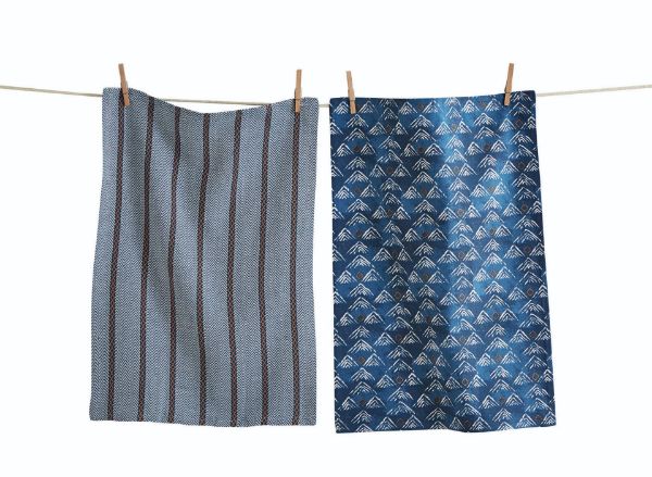 Picture of mountain dishtowel set of 2 - blue, multi