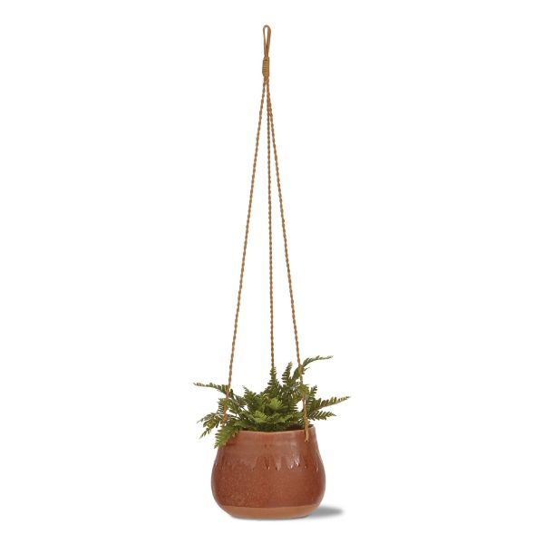 Picture of glaze drip hanging planter - terracotta