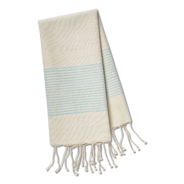 Picture of cottage hand loom stripe hand towel - aqua