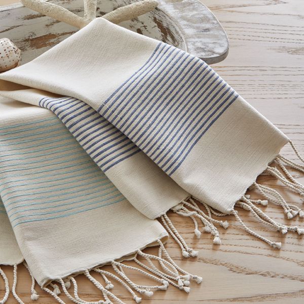 Picture of cottage hand loom stripe hand towel - blue